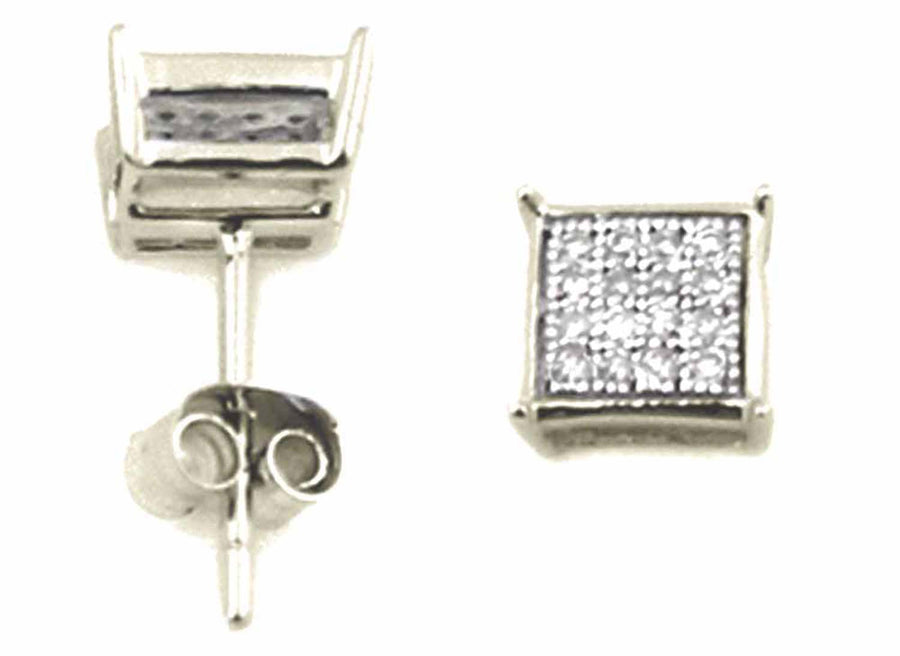 9k WG Diamond Micro Set Stud Earrings 18D=0.08ct 4mm