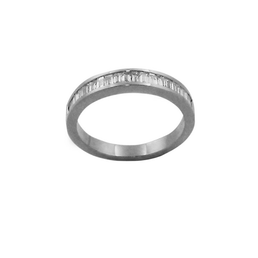 disc 18k WG Band with Baguette Cut Dias 22D = 0.50ct Size O.