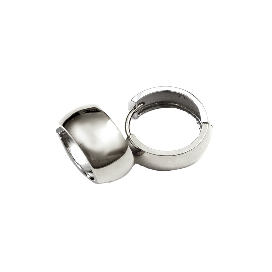 9k WG Half Round Huggie Earrings 13mm Diameter, 8mm Wide
