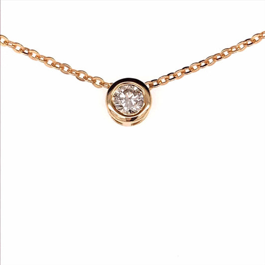 9k YG Diamond Pendant 1D-0.45ct with a GIA Cert Bezel Set . Meas. 6.3mm