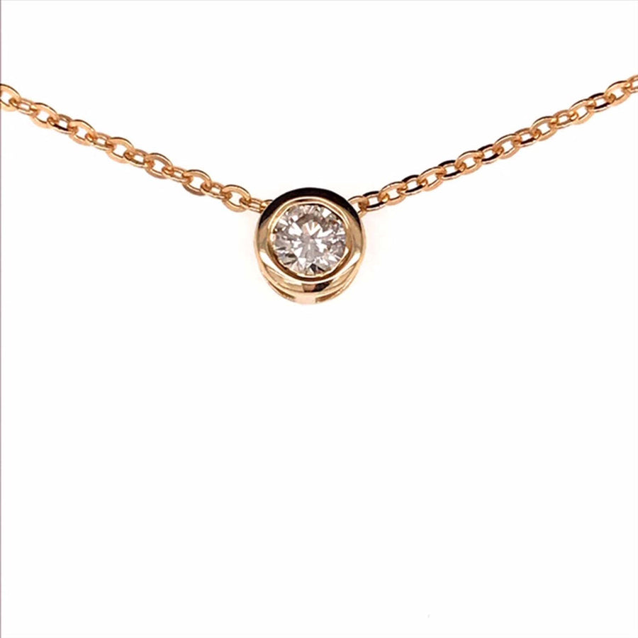 9k YG Diamond Pendant 1D-0.45ct with a GIA Cert Bezel Set . Meas. 6.3mm
