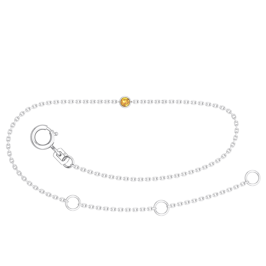 9k WG Oval Link Citrine Bracelet 1.4mm Wide 19.5cm . Bezel Set with 1CI=0.04ct, O-Rings at 16.5 & 18cm