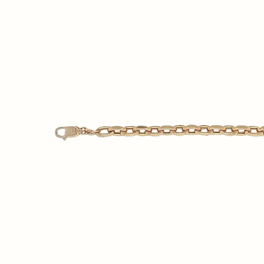 9k YG Hollow Diamond Cut Cable Chain 2.15mm wide 42cm (O ring at 40cm). Approx 3.43g
