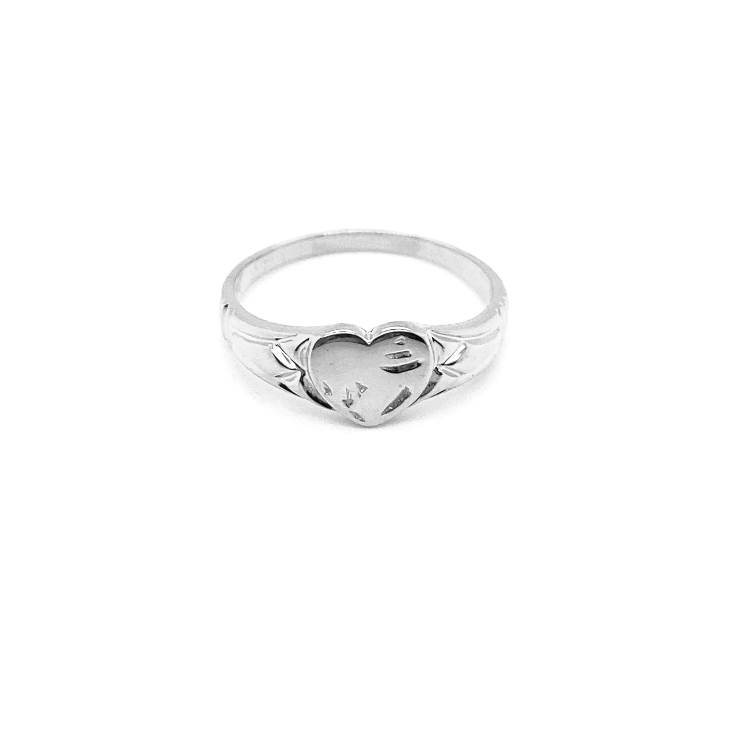 9k WG Heart Signet Ring