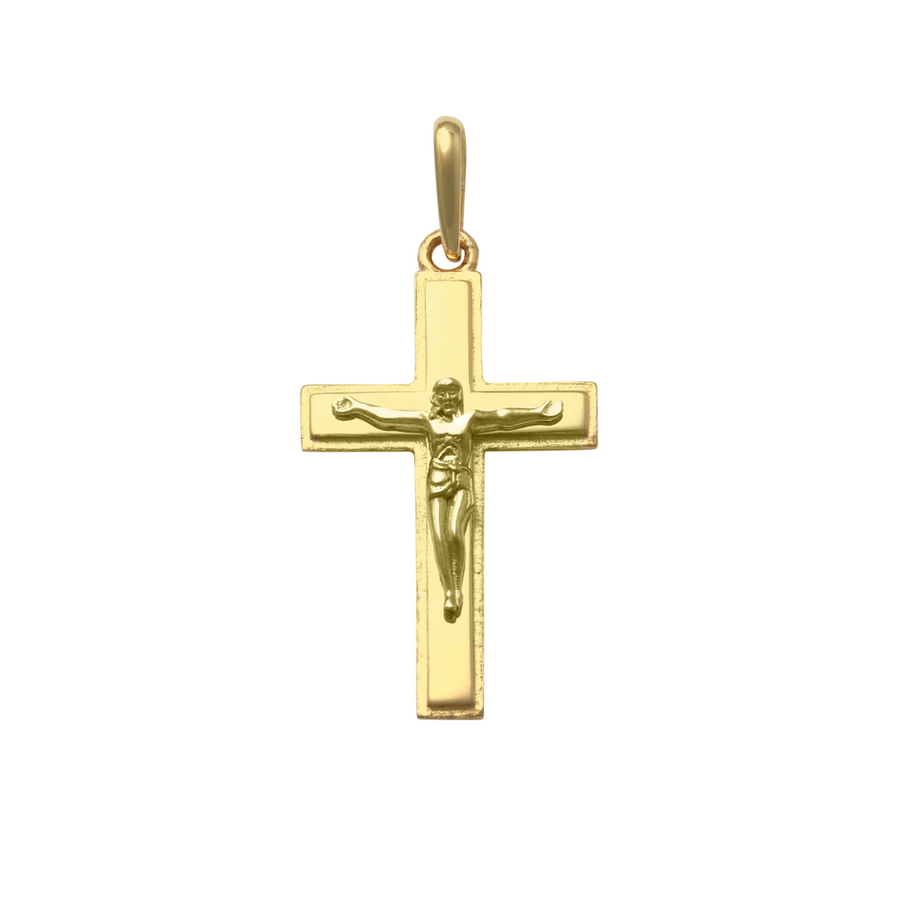 9k YG Solid Boarded Crucifixion Pendant 16.8mm x 10.6mm