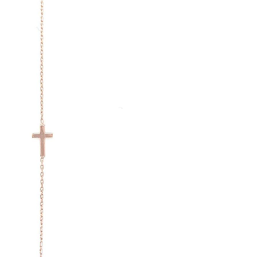 9k RG Italian Diamond Cut Trace Chain 1.1mm wide 45cm with Cross. Approx 1.95g