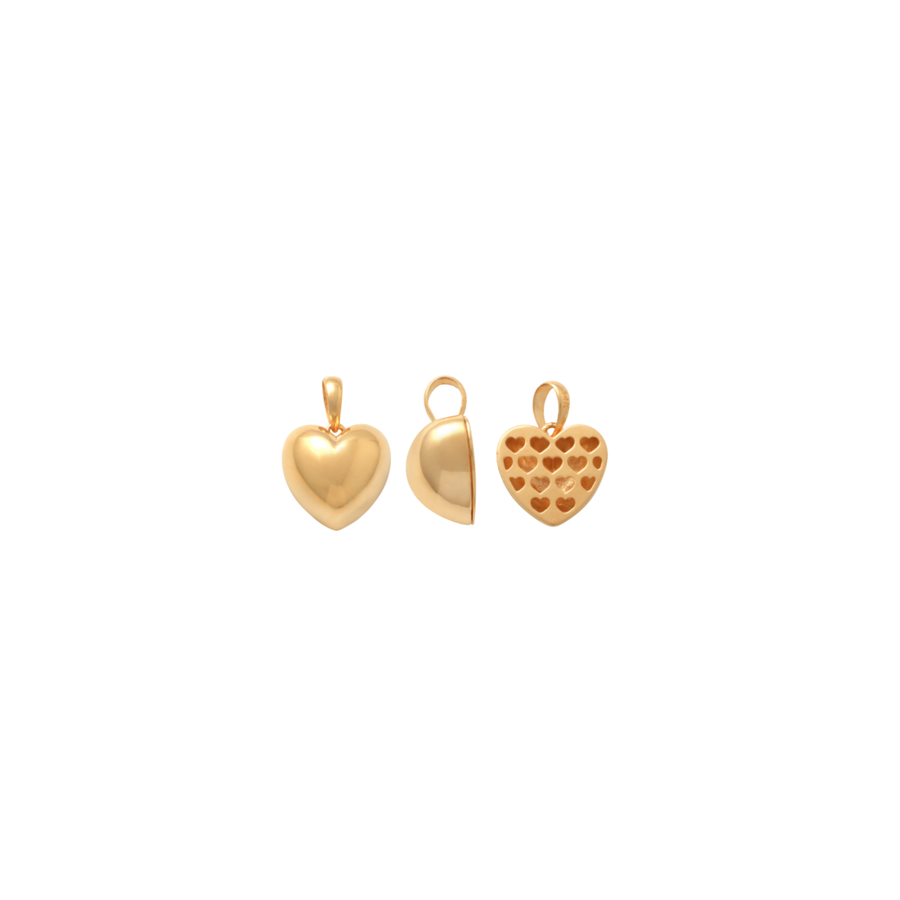 9k YG Puff-Heart Pendant (10mm)