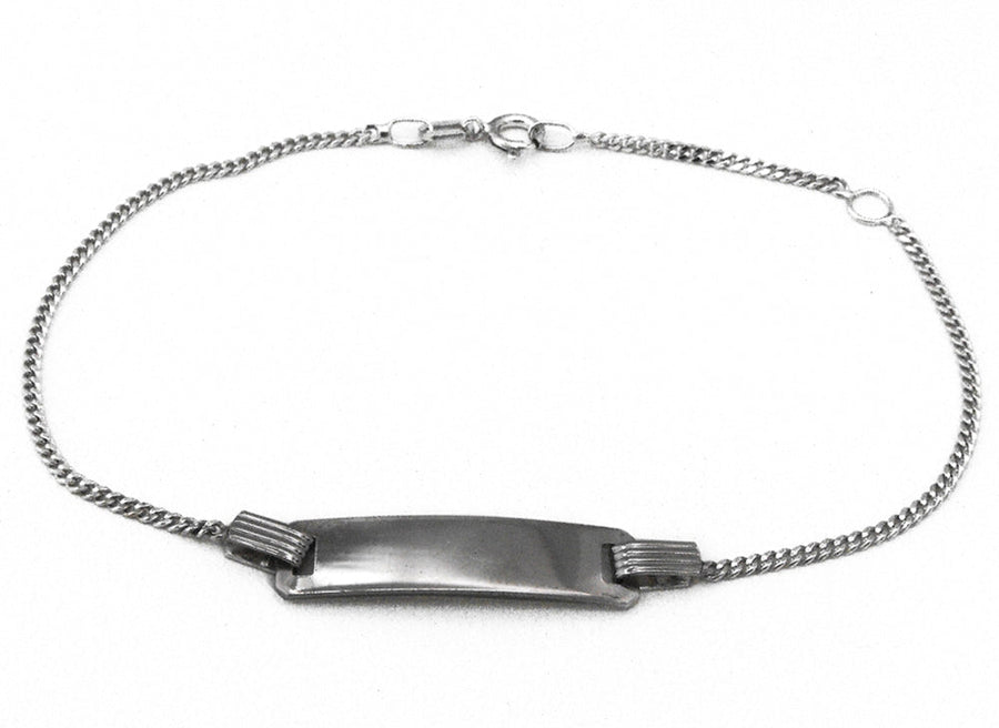 18k WG Italian Solid Curb ID Bracelet 1.4mm wide 17cm O-Ring at 15cm Approx 2.15g