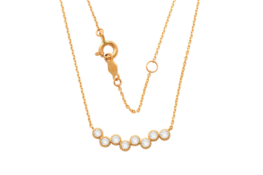 9k YG CZ Bezel Pendant, 20 x 5mm, with Oval Link Chain 45cm with O-Ring at 42cm