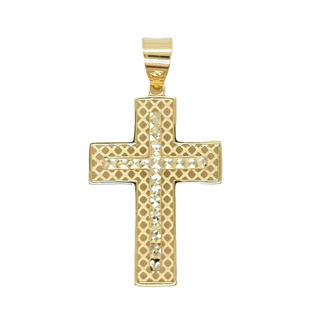 9k YG Checkered Cross