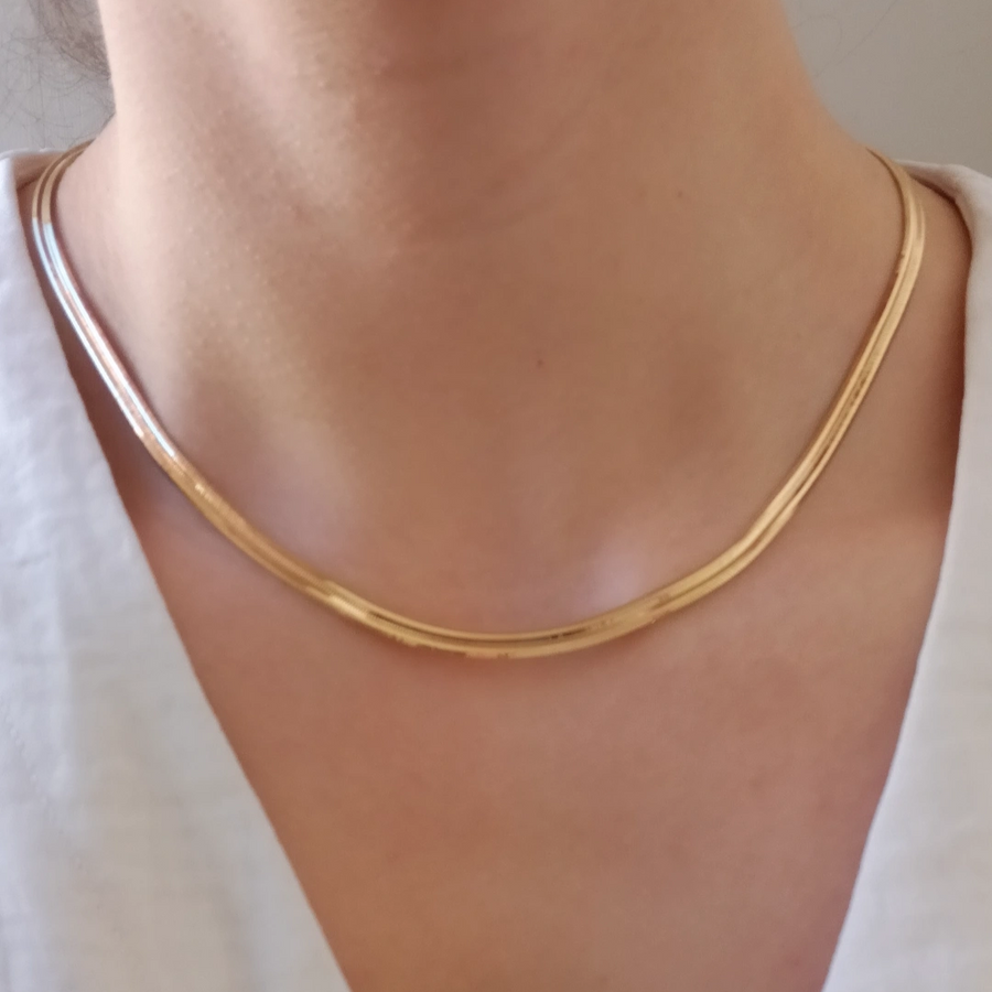9k YG Queeni Herringbone Chain 4.5mm wide 42cm. Approx 10.25g