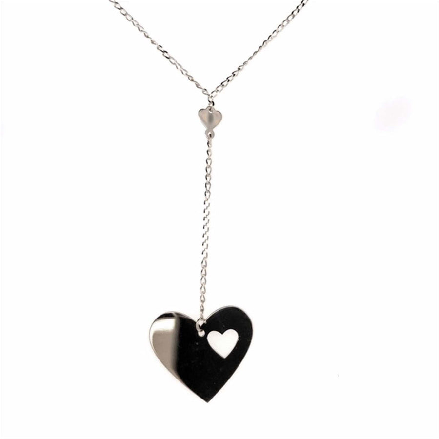 9k WG Heart Pendant with Oval Link Chain 45cm O-Ring at 43cm & 44cm 1mm Wide . Meas. 16x17mm
