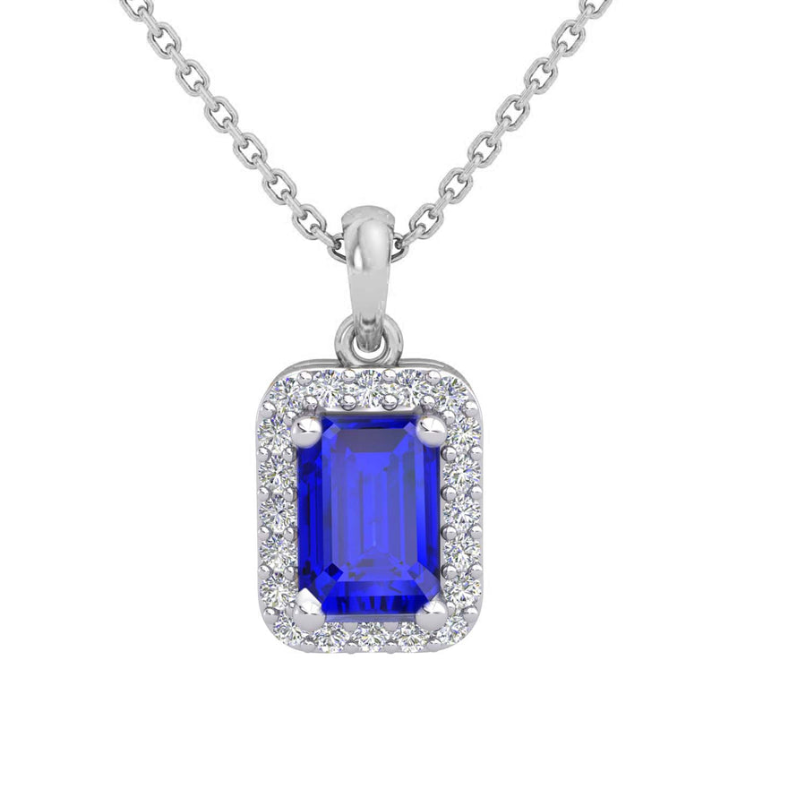 9k WG Diamond & Natural Sapphire Pendant 20D=0.10ct & 1Sapp (6x4mm)=Approx 0.60ct Claw Set . Meas. 9mm x 7mm