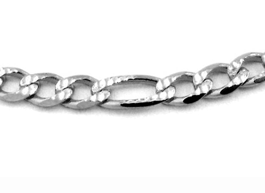 WG Italian 1x3 Figaro Pave Chain 4.5mm wide (priced per gram)