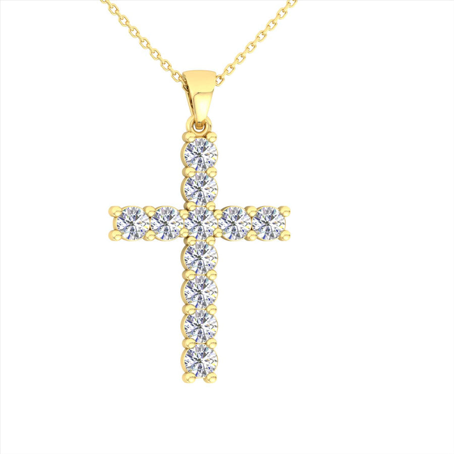 9k 2T CZ Cross Pendant 11 CZs.  Approx. 21mm x 15mm.