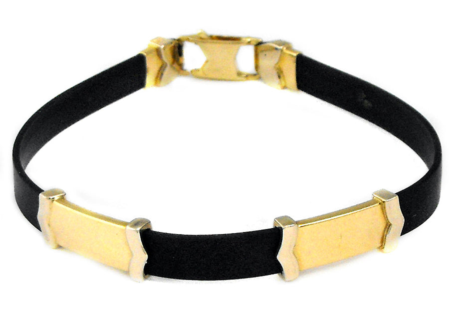 18k YG & Rubber Bracelet. Approx 13.9g