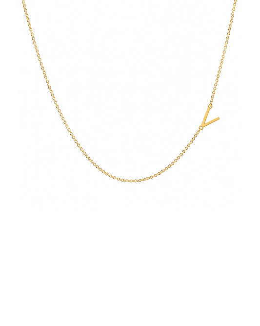 9k YG Diamond Cut Trace Chain 1.1mm Wide with Letter V (6.5x6mm) 19cm with Adjustable Finding