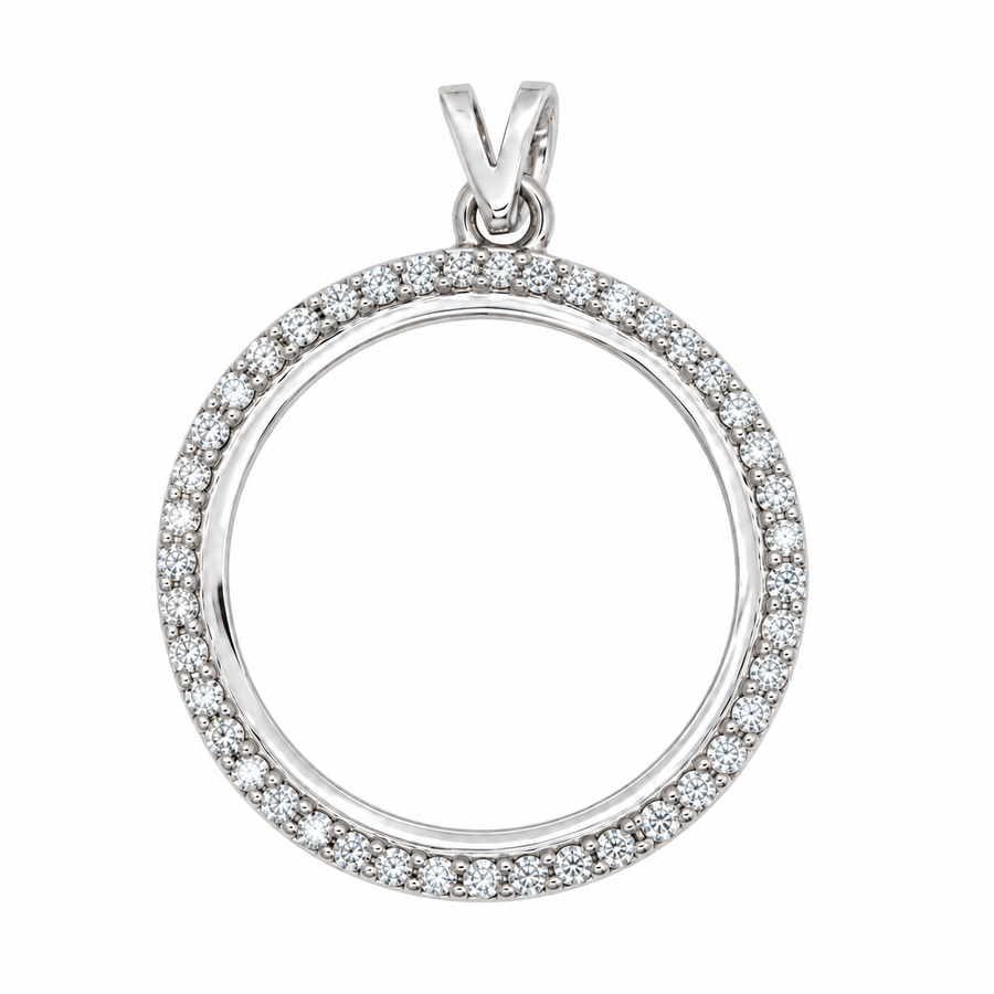 9k WG 0.51ct Diamond Full Sovereign Coin Pendant (25mm)