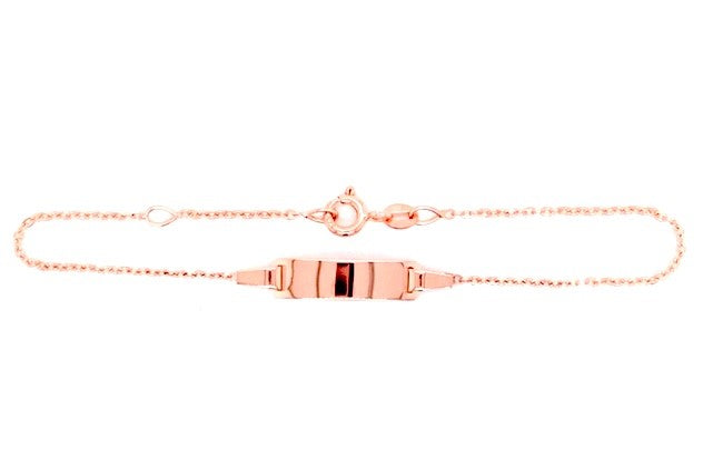 9k RG Italian Solid Oval Link ID Bracelet 1.3mm wide 17cm O-Ring at 15cm Approx 1.6g