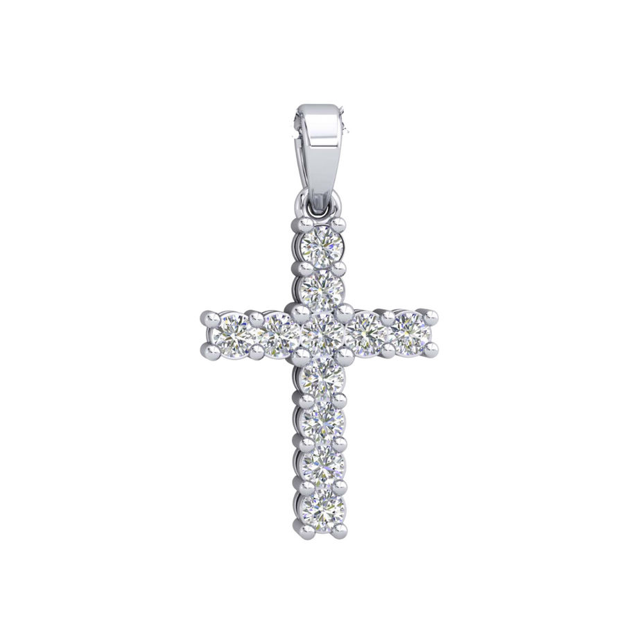 9k WG Diamond Cross Pendant 11D=0.25ct Claw Set . Meas. 14 x 10mm