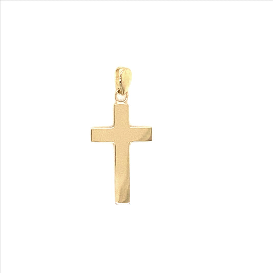 9k YG Solid Flat Squared Cross 20x12mm