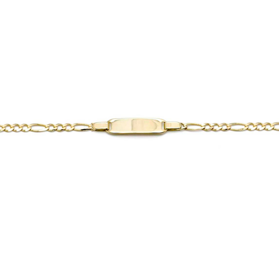 9k YG Italian Solid 3 x 1 Figaro ID Bracelet 2.2mm wide 17cm. O-Ring at 15cm  Approx 2.57g