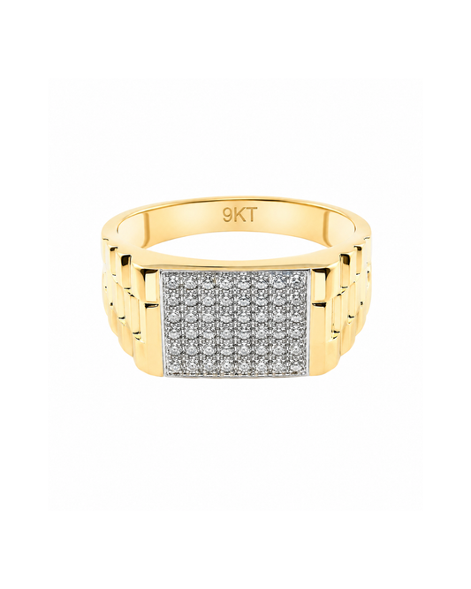 9k 2T Diamond Gents Dress Ring with solid flat back set with 42D=0.42ct SI G-H Size U