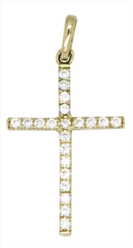 Yellow CZ Cross 21x13mm.