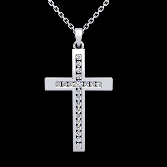 WG Diamond Cross 21D=0.15ct. 22mm x 14mm