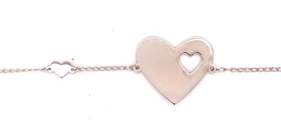 WG Oval Link Bracelet 1mm wide with Heart