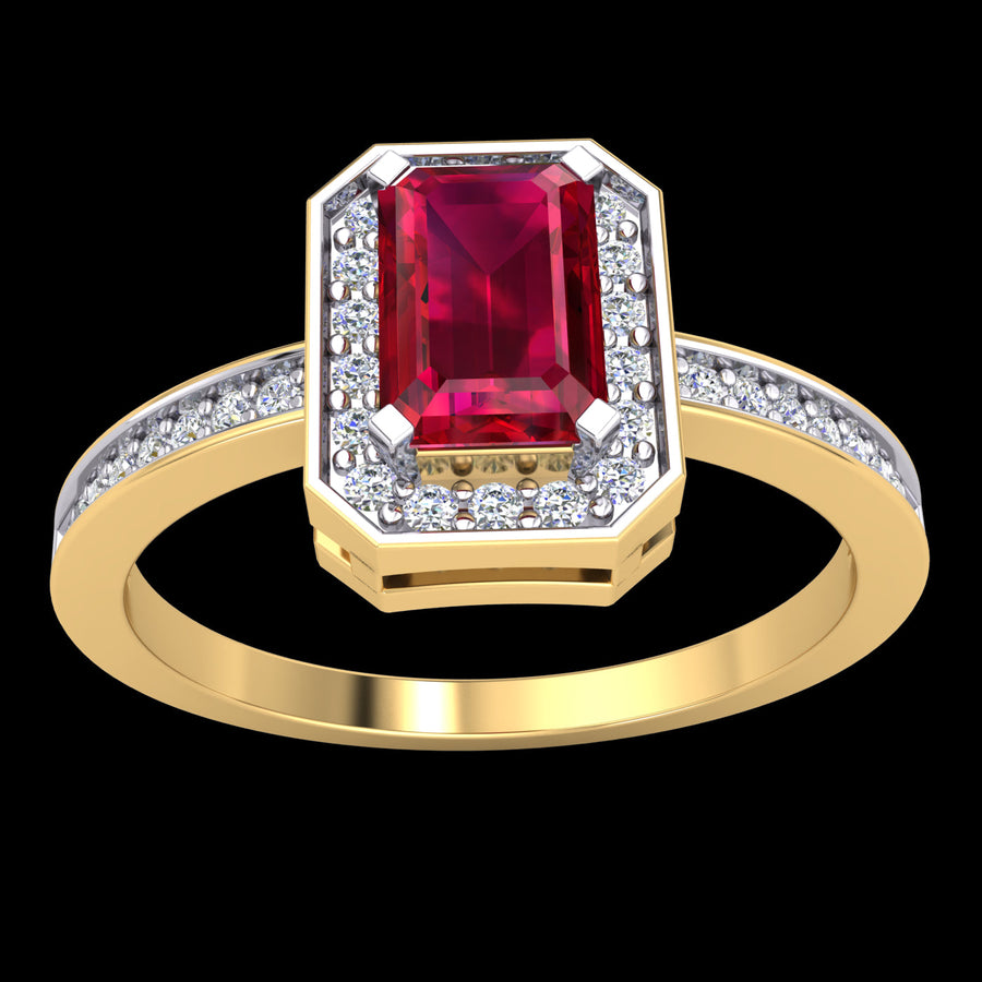 9k WG Diamond & Ruby Ring. 36D=0.18ct & 1Ru=0.72ct. Size N