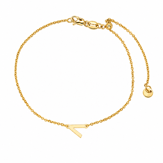 9k YG Letter V Trace Bracelet (1.1mm)