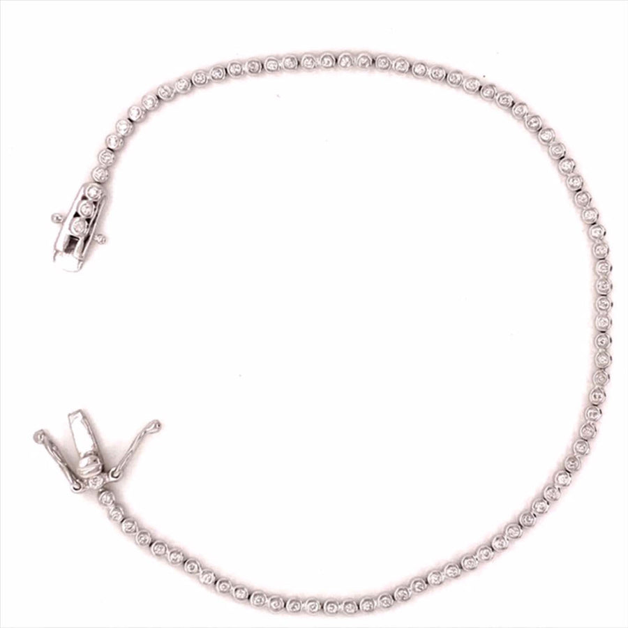 9k WG Diamond Tennis Bracelet 2.3mm wide 19cm Bezel Set with 82D=0.47ct  19cm