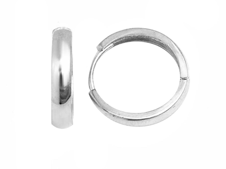 9k WG Round Huggie Earrings 13mm Diameter. Half Round. 3.2mm Wide