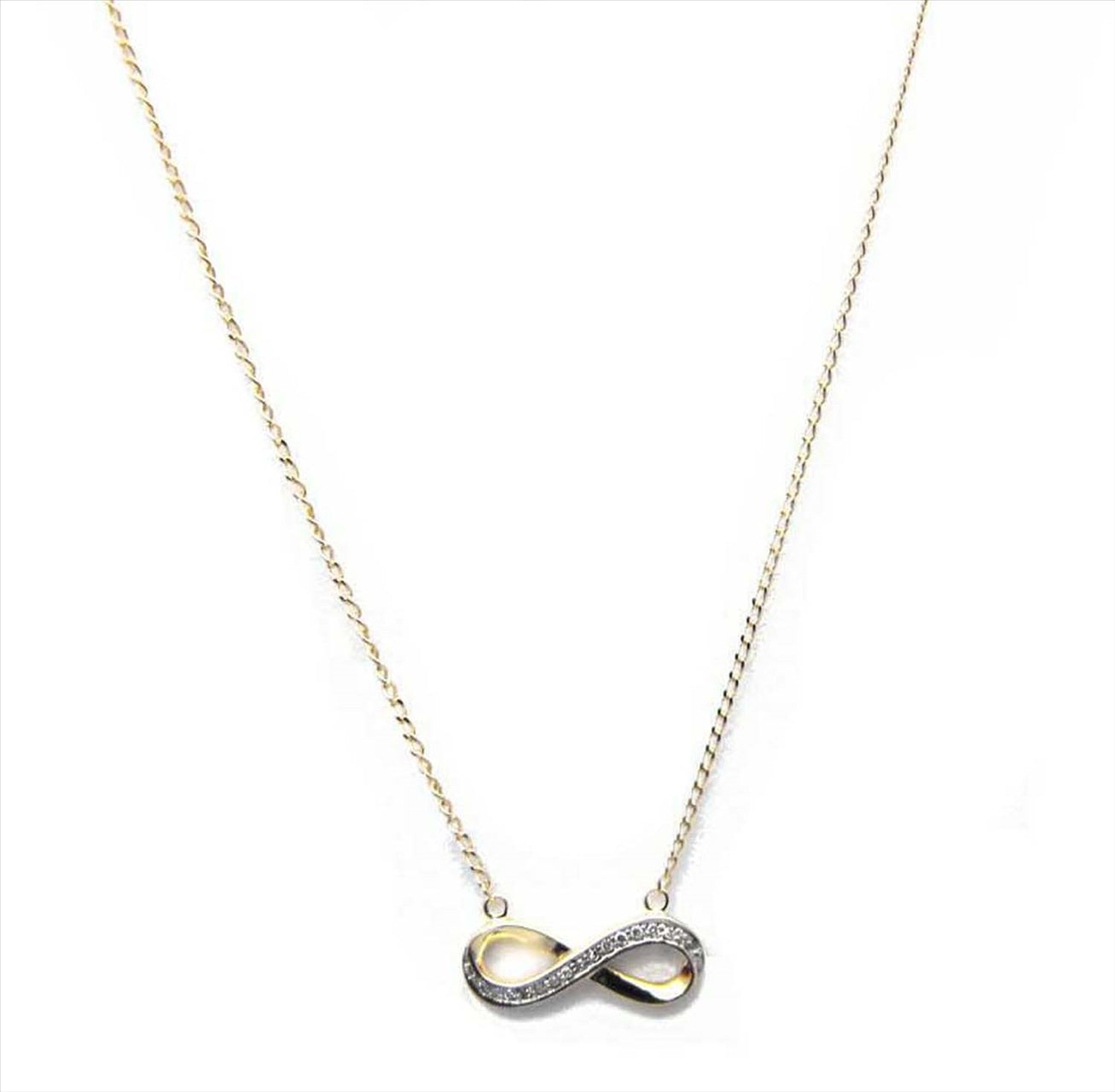 9k YG Infinity Diamond Pendant with Chain