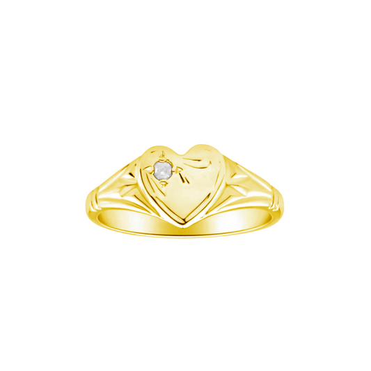 0.01ct Diamond Heart Signet Ring