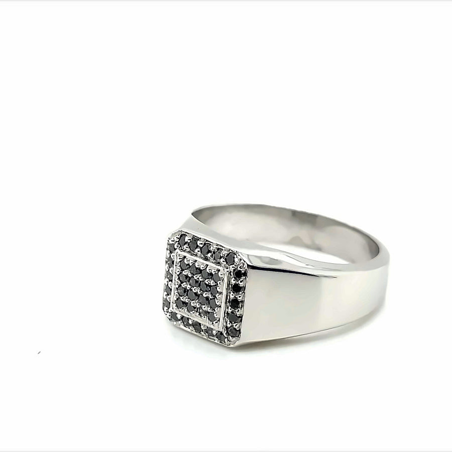 9k WG Gents Black Diamond Ring 36BD=0.28ct  Size S