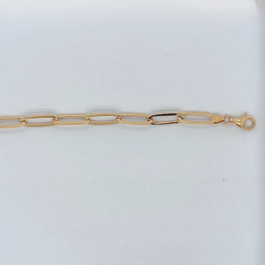 18k YG Hollow Square Edge Paperclip Chain 5.5 x 15.2mm 55cm. Approx 6.03g