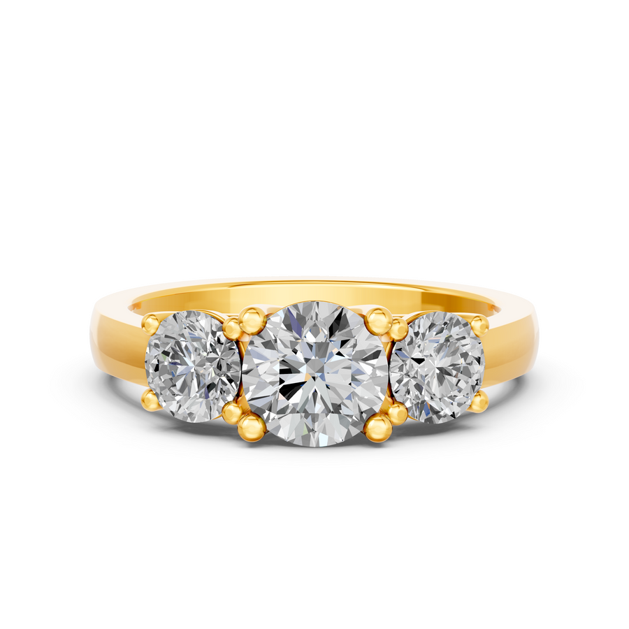 9k YG Lab Diamond Brilliant Trilogy Ring 3D=2.02ct. Size M