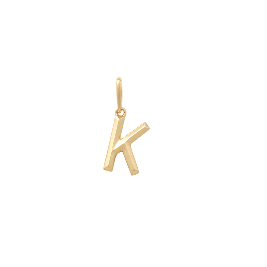 9k YG Block Letter K Pendant. 10.9mm