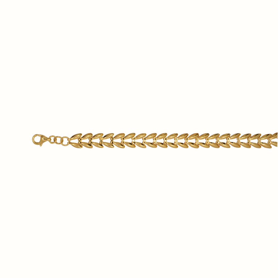 9k YG V-Link Bracelet 6mm wide, Parrot Clasp Finding. 45cm.