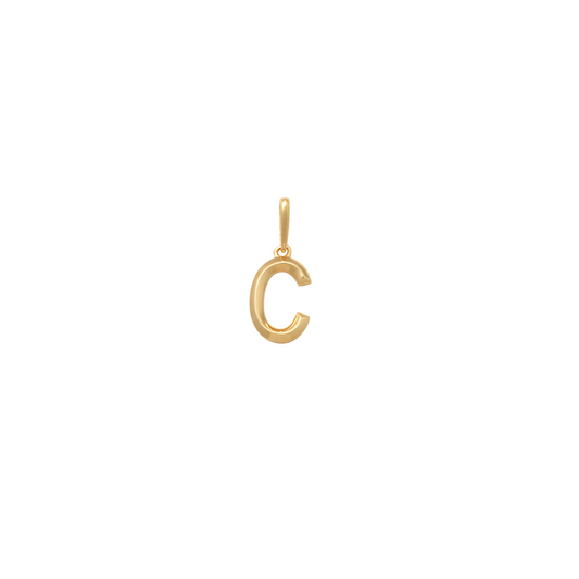 9k YG Block Letter C Pendant. 10.9mm