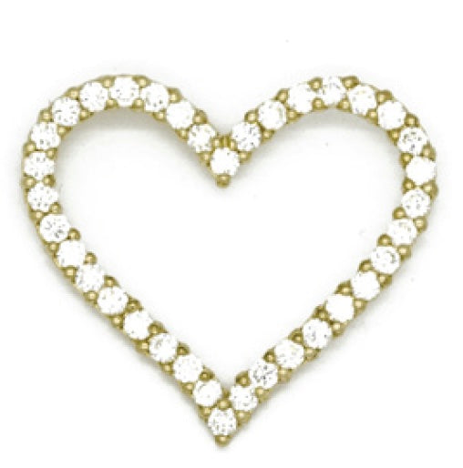 925 Yellow CZ Outline Heart Pendant 20mm