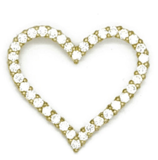 9k YG Heart Pendant set with CZs 18mm x 20mm