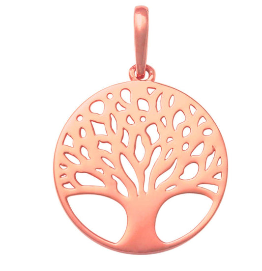 9k RG Circle Tree of Life Pendant 13mm