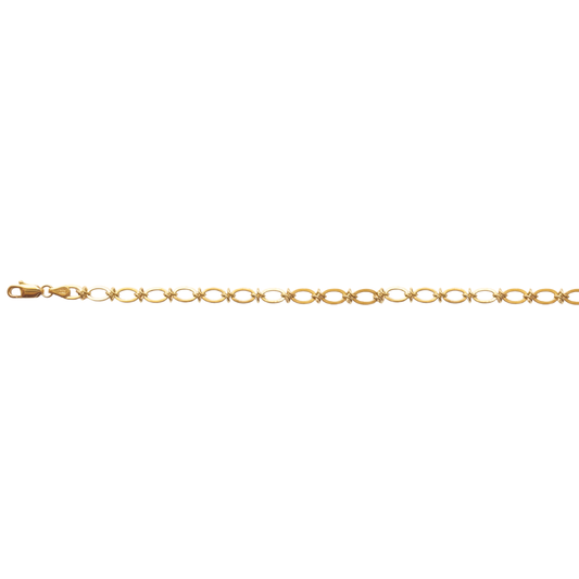 9k YG Solid Oval Belcher Fancy Bracelet with 8.0 x 5.1mm link 21cm . Approx 7.15g