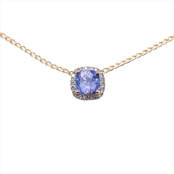 9k YG Diamond Tanzanite Necklace