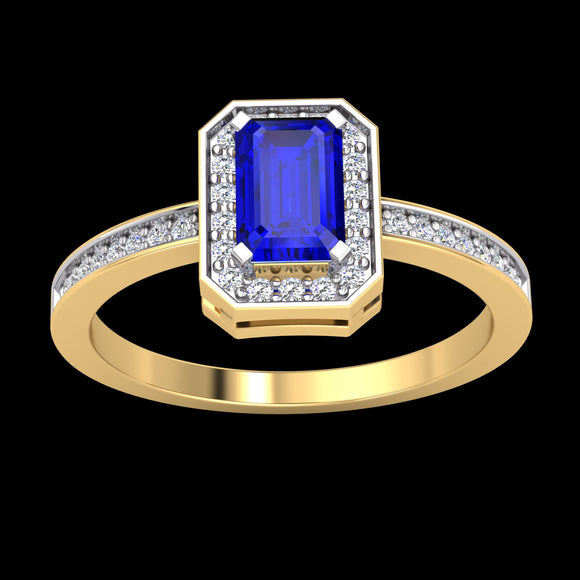 9k 2T Diamond & Sapphire Ring