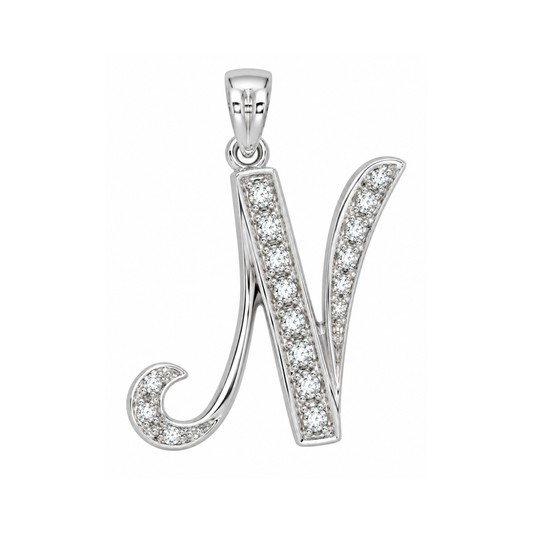 18k WG 0.08ct Diamond Script Letter Pendant (20mm)