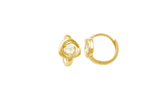 9k YG CZ Round Huggie Earrings 10mm Diameter.